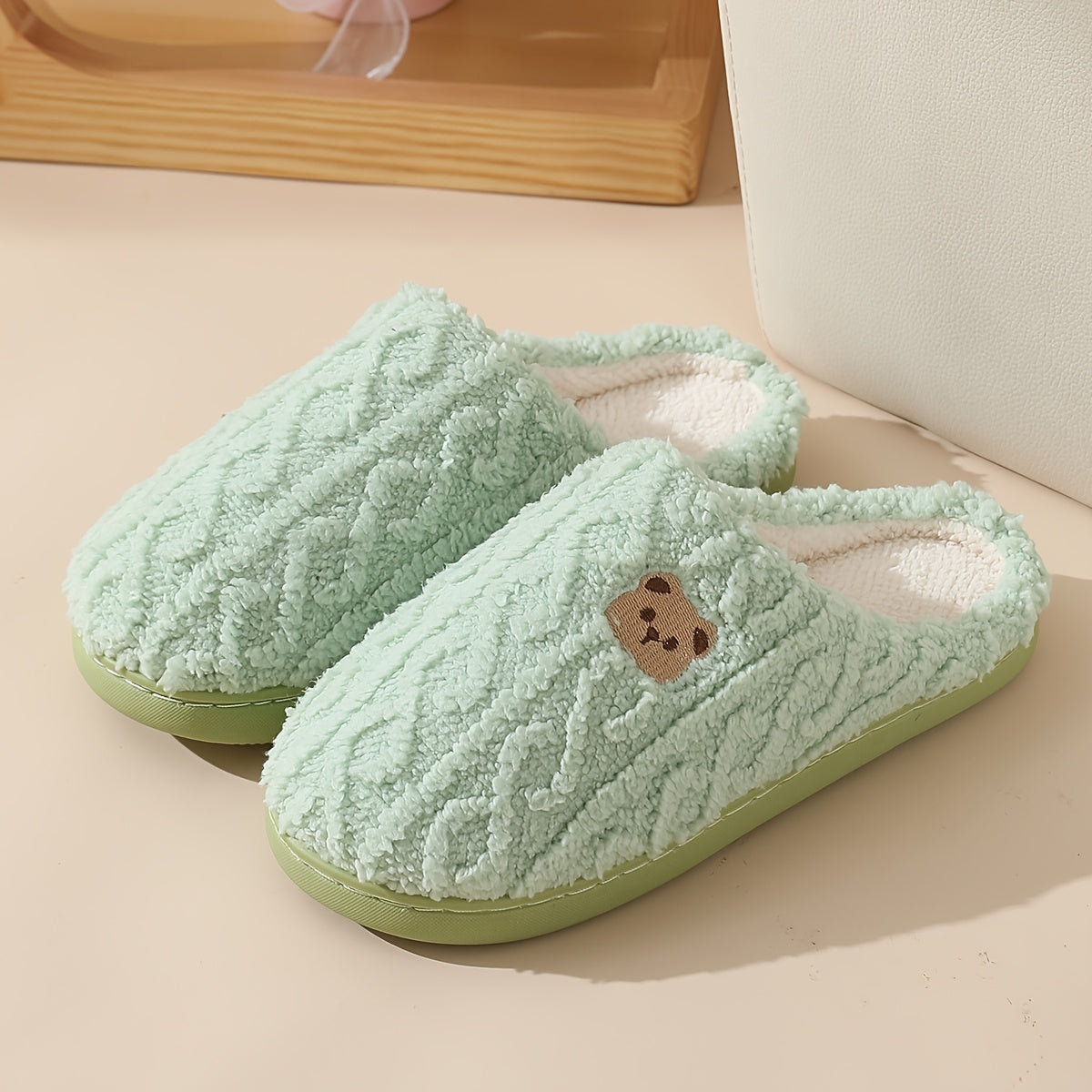 Women's Cozy Fleece Bear Slippers for Home Warmth