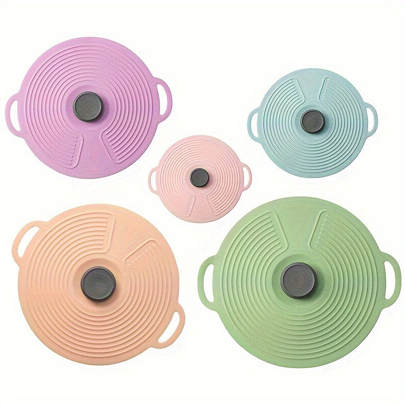 Silicone Lids Set Non-Stick Oven-Safe Dishwasher-Friendly Kitchen Covers in Green Pink Blue