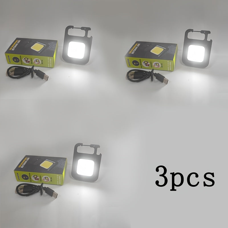 Набор из 2 портативных мини-фонариков для ключей на открытом воздухе, COB, освещение для рюкзака