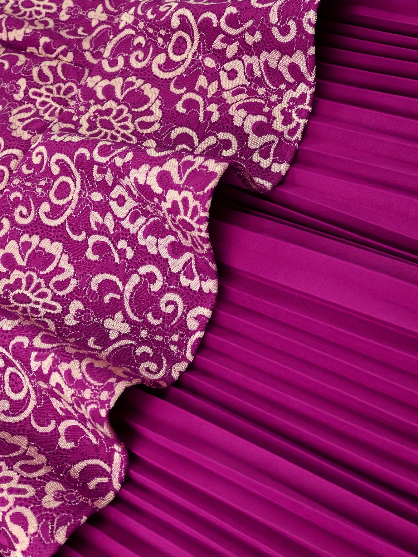 Women's Black Lace Trimmed A-Line Midi Dress with Pleats for Formal Events