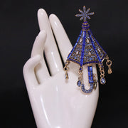 Vintage-Inspired Rhinestone Tassel Brooch Snowflake Design Women's Fashion Accessory