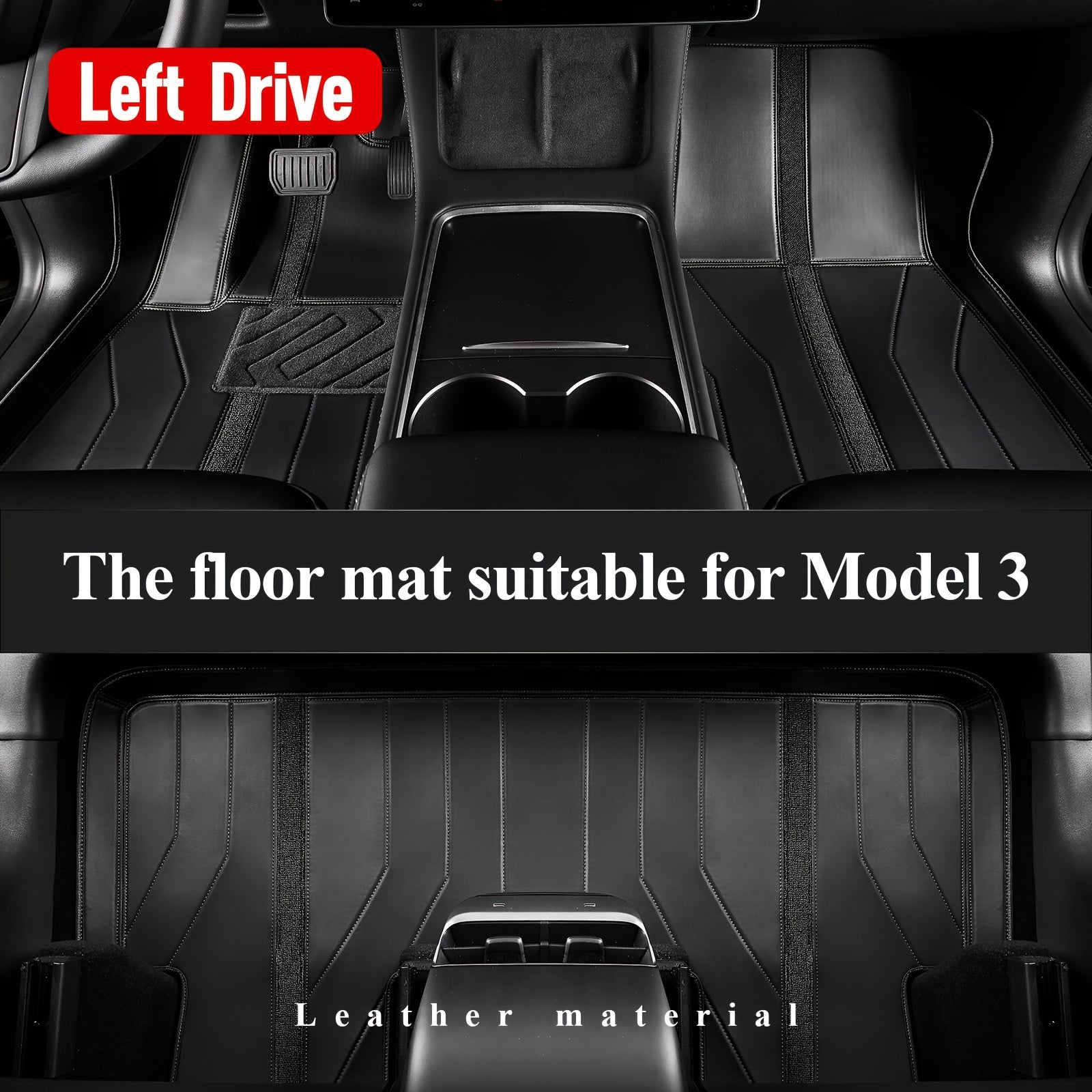 Car Floor Mats Set for Tesla Model 3 2020-2023 Non-Slip All-Weather 6 Pieces