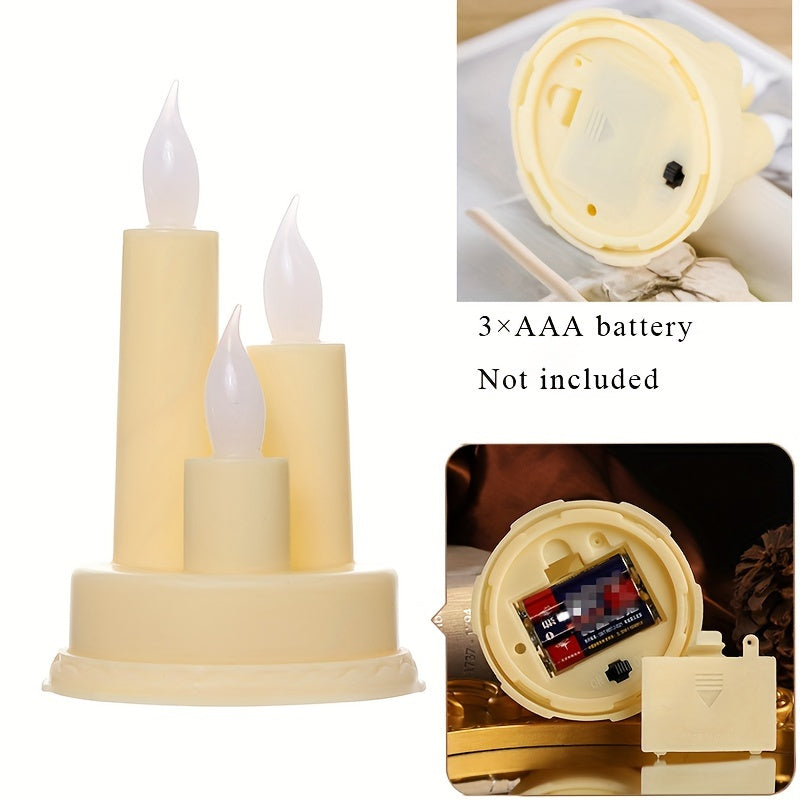Set of 3 Flameless Gold Electronic Candles for Halloween Christmas Parties Weddings Home Decor