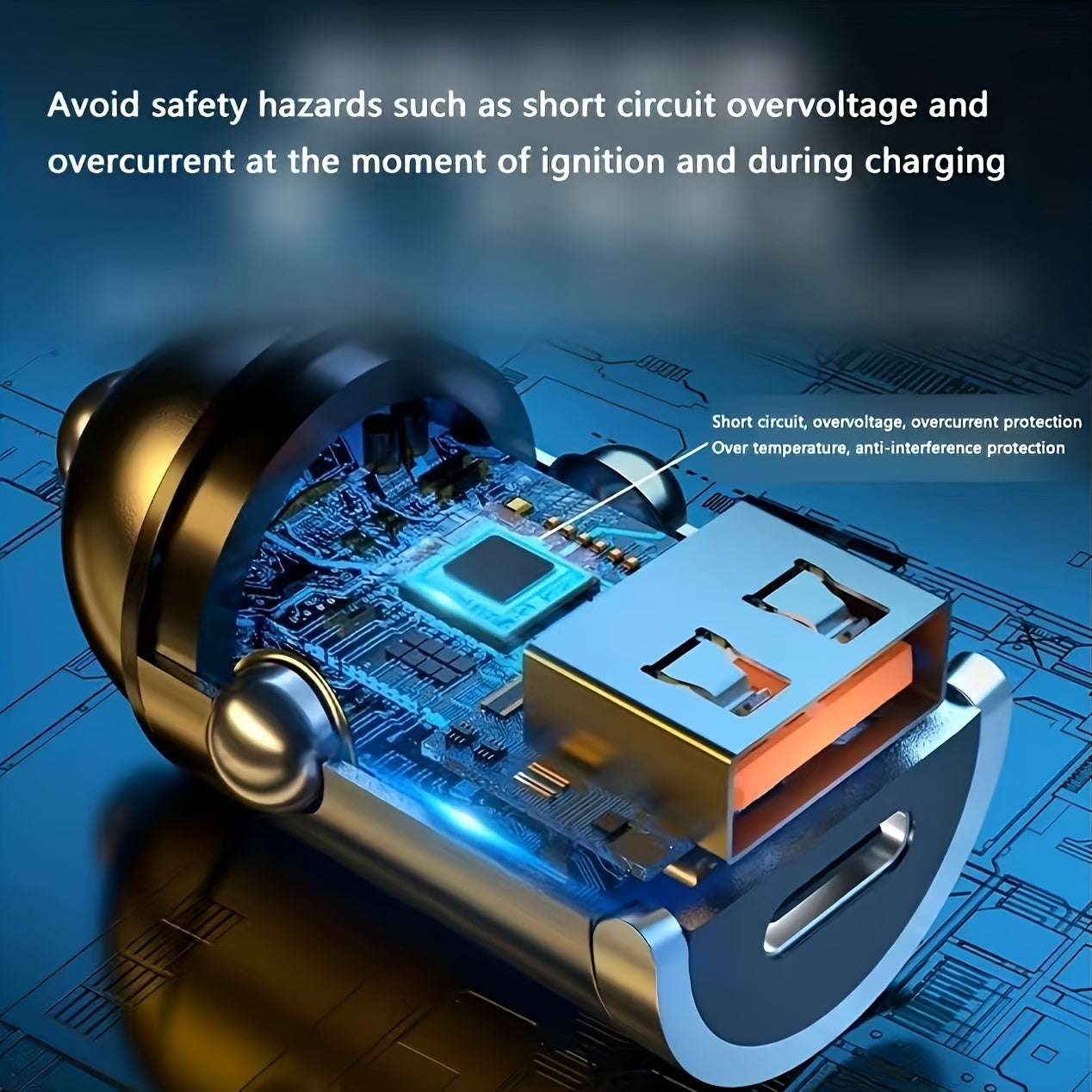 Fast Car Charger Zinc Alloy 100W Dual USB Type-C Mini Black