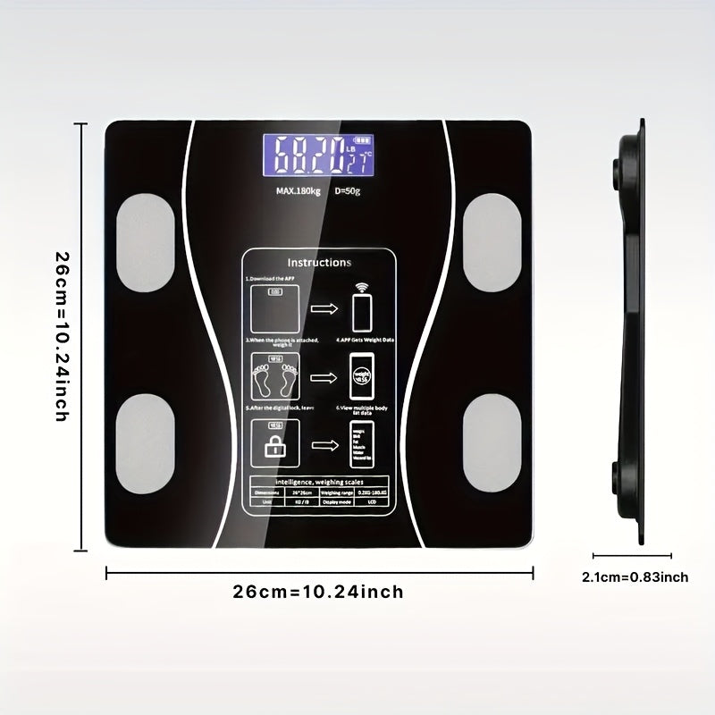 Smart Body Weight and Temperature Scale App-Controlled Battery-Powered with Multi-Unit Conversion