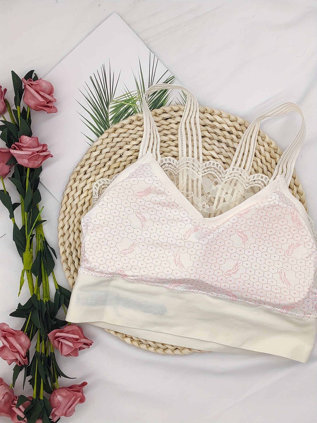 Women's Floral Lace Padded Bra Full Coverage Breathable Underwear