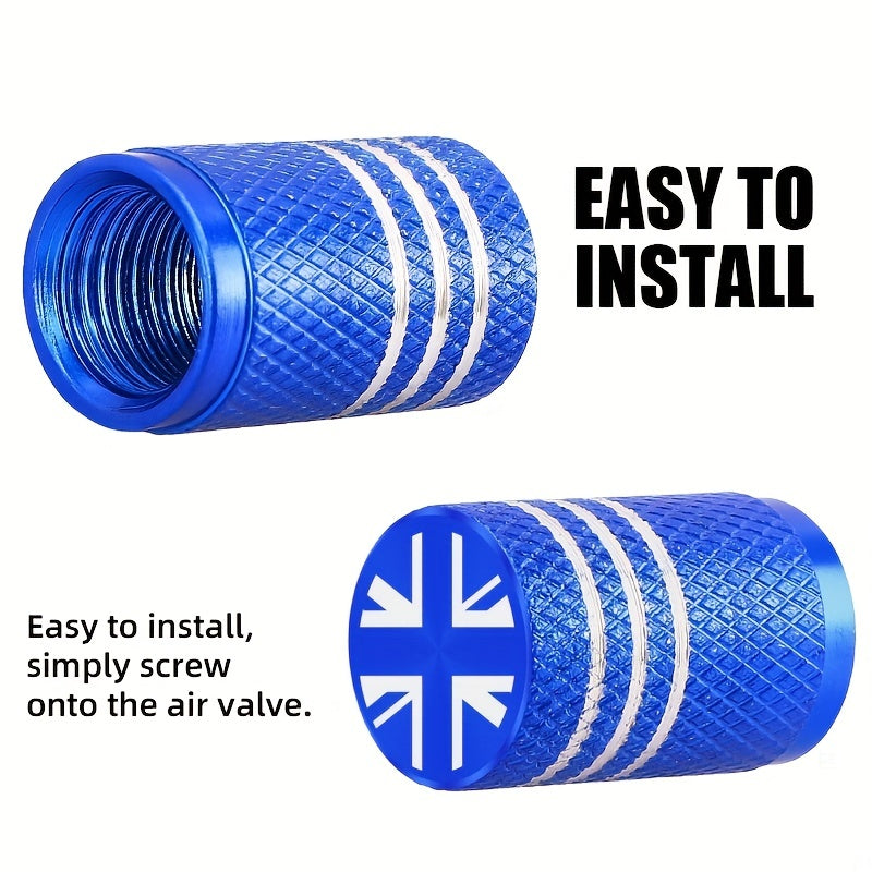 5pcs Aluminum Tire Valve Caps Black White Star Leakproof Corrosion-Resistant