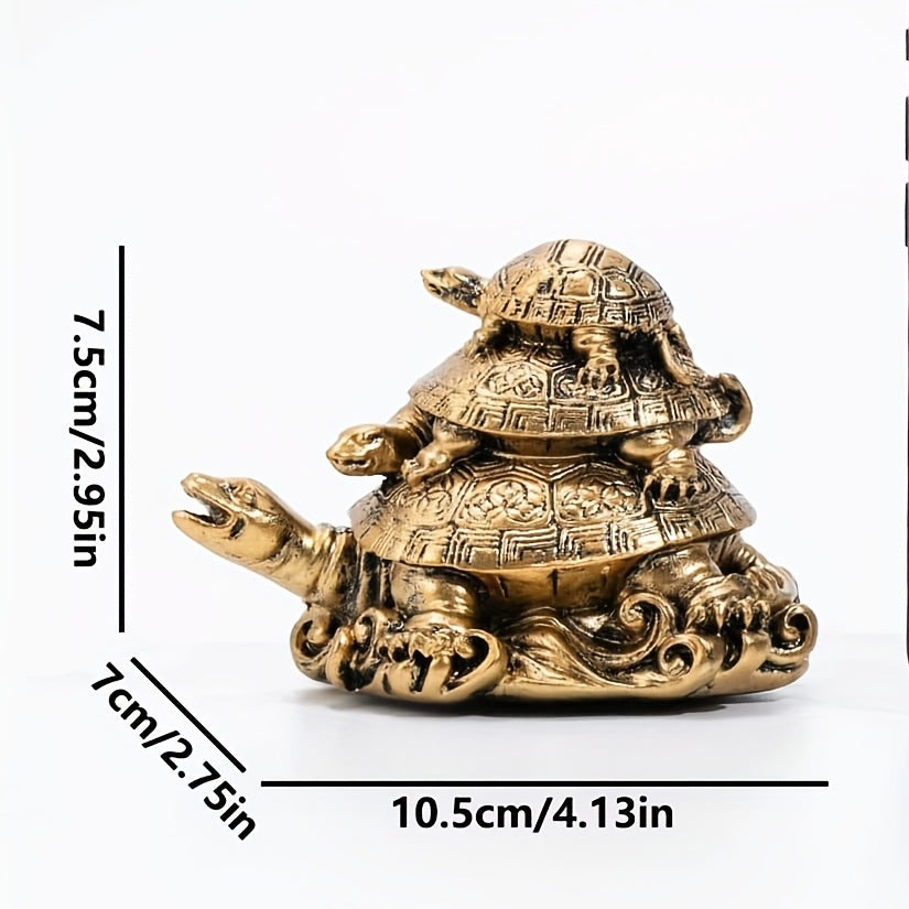Golden Resin Turtle Figurine for Longevity and Protection Decorative Home Decor