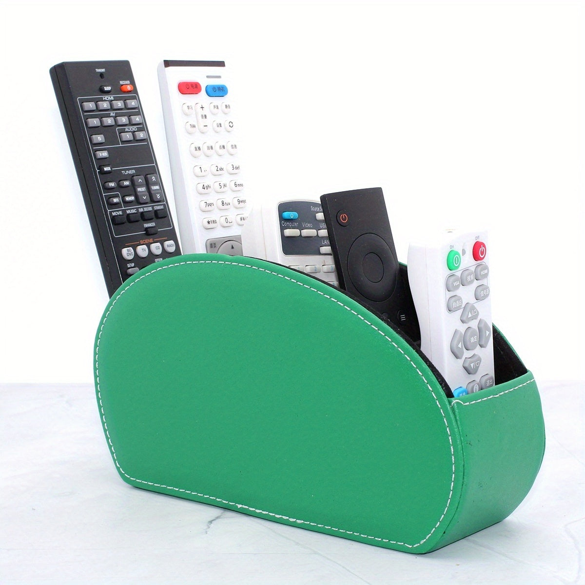 Remote Control Organizer Storage Box with 5 Compartments for Makeup Brushes Pens and Desktop Items PU Leather