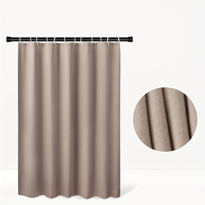 Apricot Waterproof Shower Curtain with Dry and Wet Separation Includes 12 C-Shaped Hooks