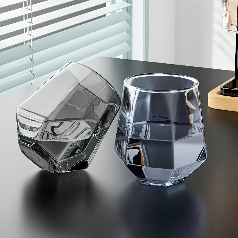 Set of 6 Geometric Glass Cups for Water Juice Whiskey Milk Tea