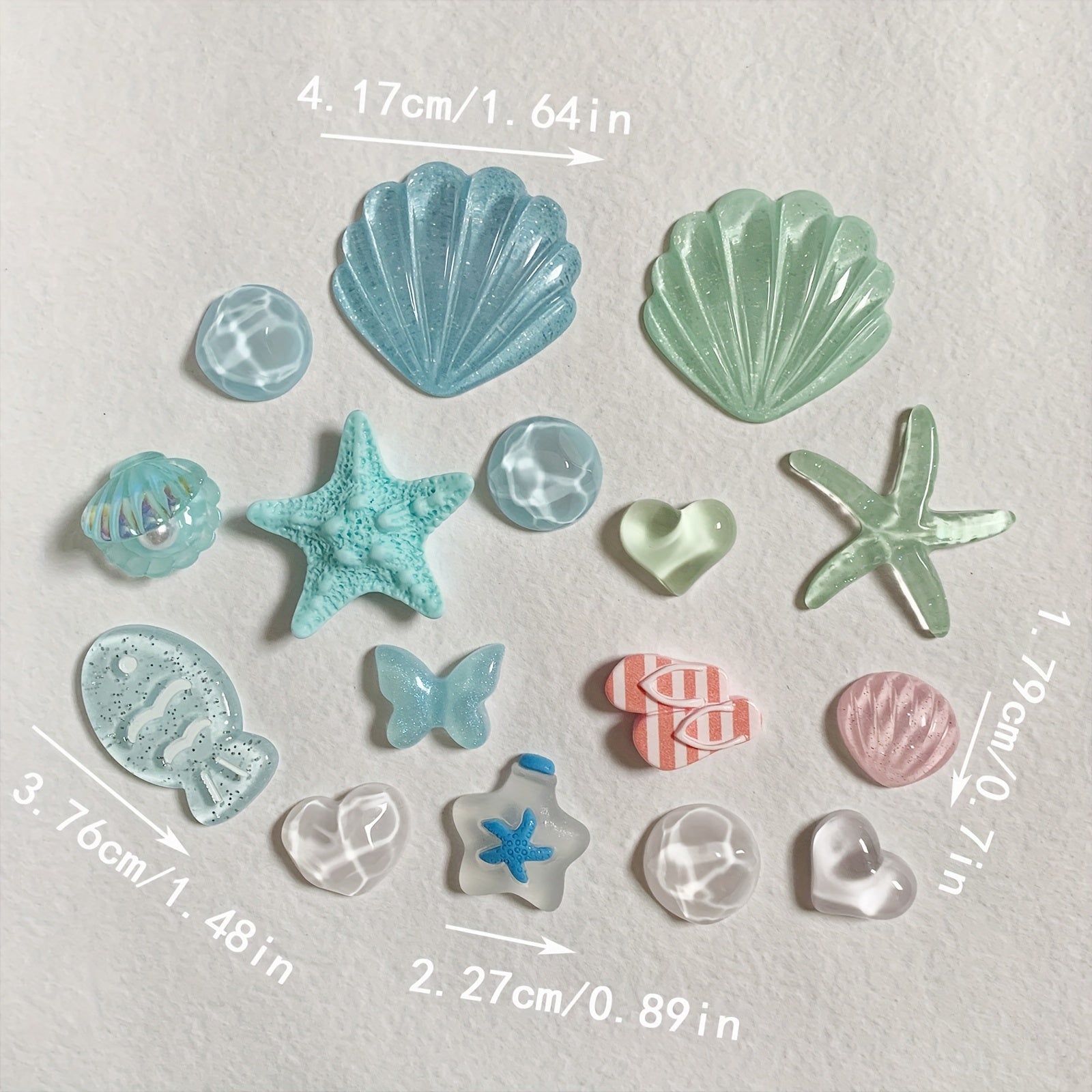 16pcs Set Summer Shoe Decorations Sandal Shell Starfish Fish Butterfly DIY Accessories