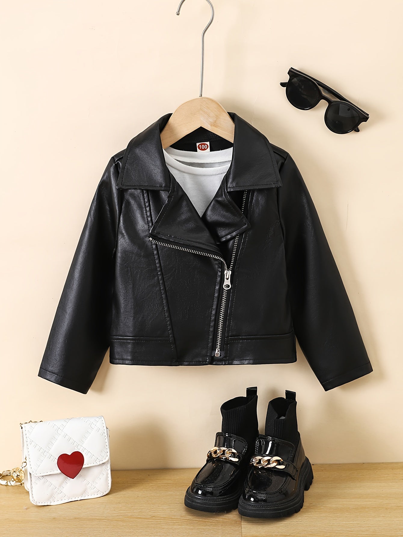 Kids' Long Sleeve Solid Color PU Jacket Fall Winter Regular Fit