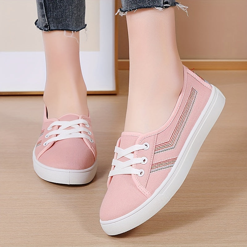 Women's Flat Fabric Shoes Casual Sneakers White Slip-On Versatile