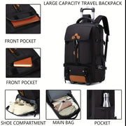 Women's Wheeled Backpack with 17-Inch Laptop Compartment Shoe Storage and Trolley Handle