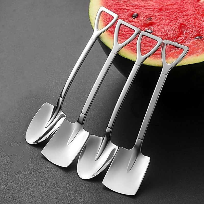 Set of 4 Stainless Steel Dessert Spoons 6 Inch for Tea Coffee Ice Cream
