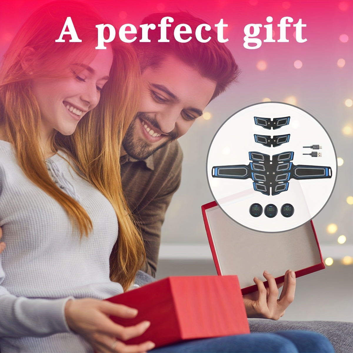 EMS mushak massaj qiluvchi uch qismli to'plami, 6 rejim, 18 intensivlik, USB orqali zaryadlanadigan, uyda foydalanish uchun mos, mukammal sovg'a.