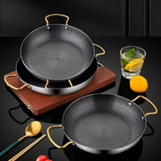 Stainless Steel Wok Pan with Honeycomb Non-Stick Coating for Gas Stovetops