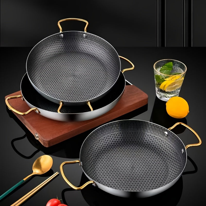 Stainless Steel Wok Pan with Honeycomb Non-Stick Coating for Gas Stovetops