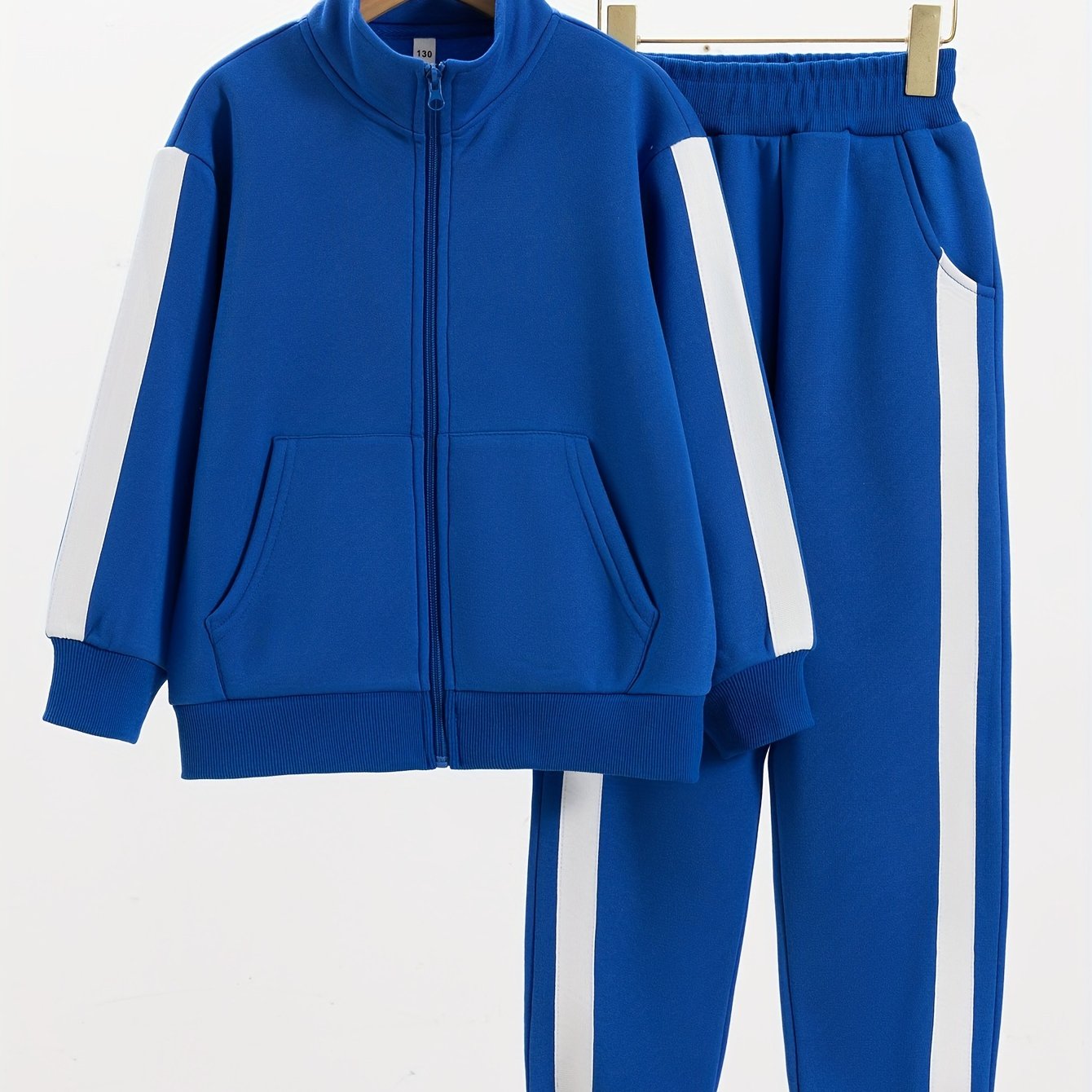 Girls Fleece-Lined Athletic Set with Zip-Up Jacket and Joggers for Fall Winter