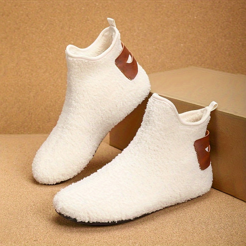 Pantuflas masculinas de interior tipo slip-on para tobillo con suela de goma antideslizante y forro de felpa