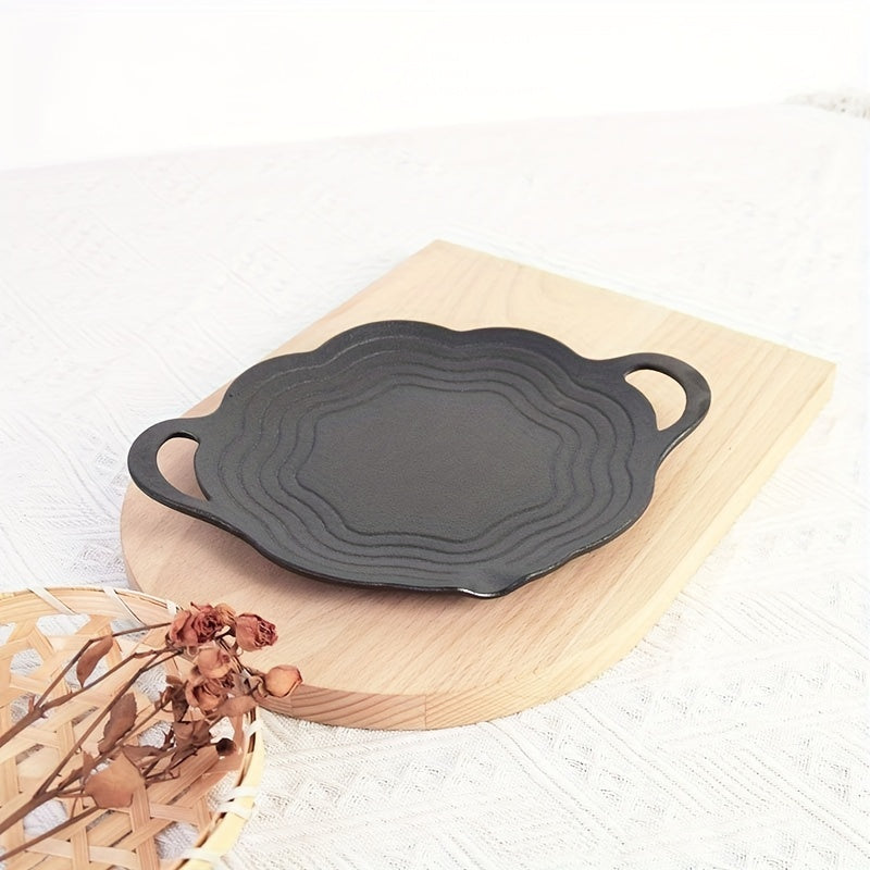 Round Cast Iron Grill Pan for Outdoor Camping & BBQ