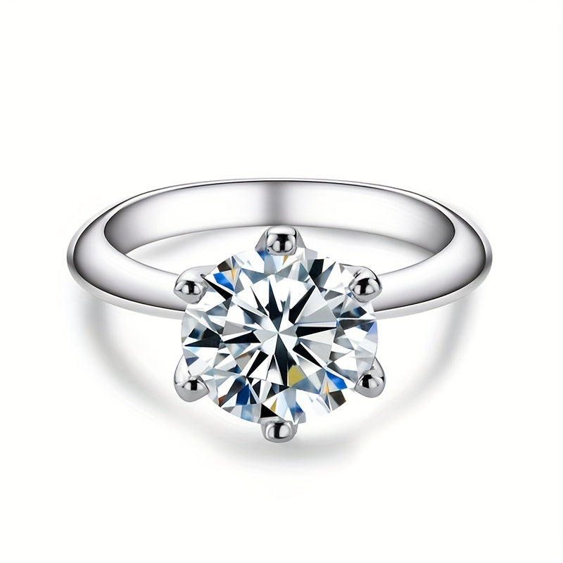 Moissanite Promise Ring 6 Prong Sterling Silver 18K Gold Plated Engagement Jewelry