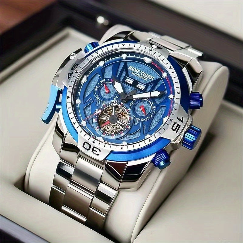 Men's Mechanical Watch Large Tourbillon Skeleton Business Classic Stainless Steel