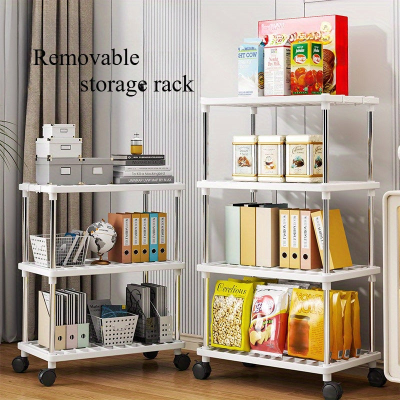 Rolling Storage Rack Organizer with Wheels, Multi-Tier Metal and Plastic, Kitchen Bathroom Shoes