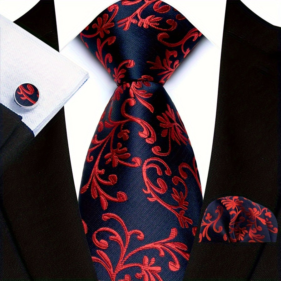 Мужской подарочный набор с галстуком с пейсли, карманным платком и пуговицами на рукавах