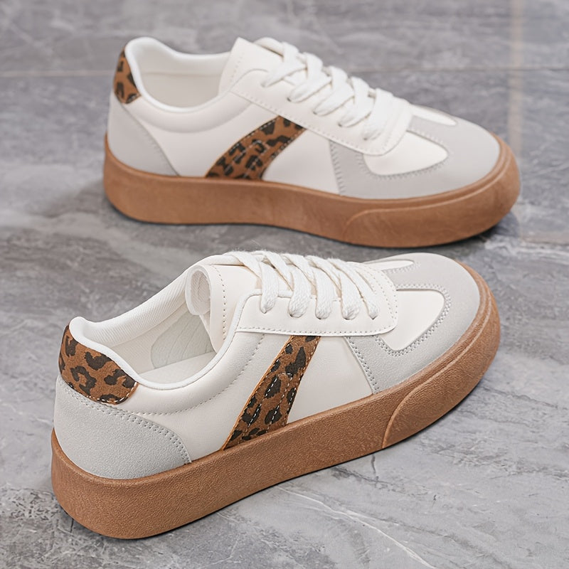Women's Casual Lace-Up Sneakers with Soft Sole and Rounded Toe