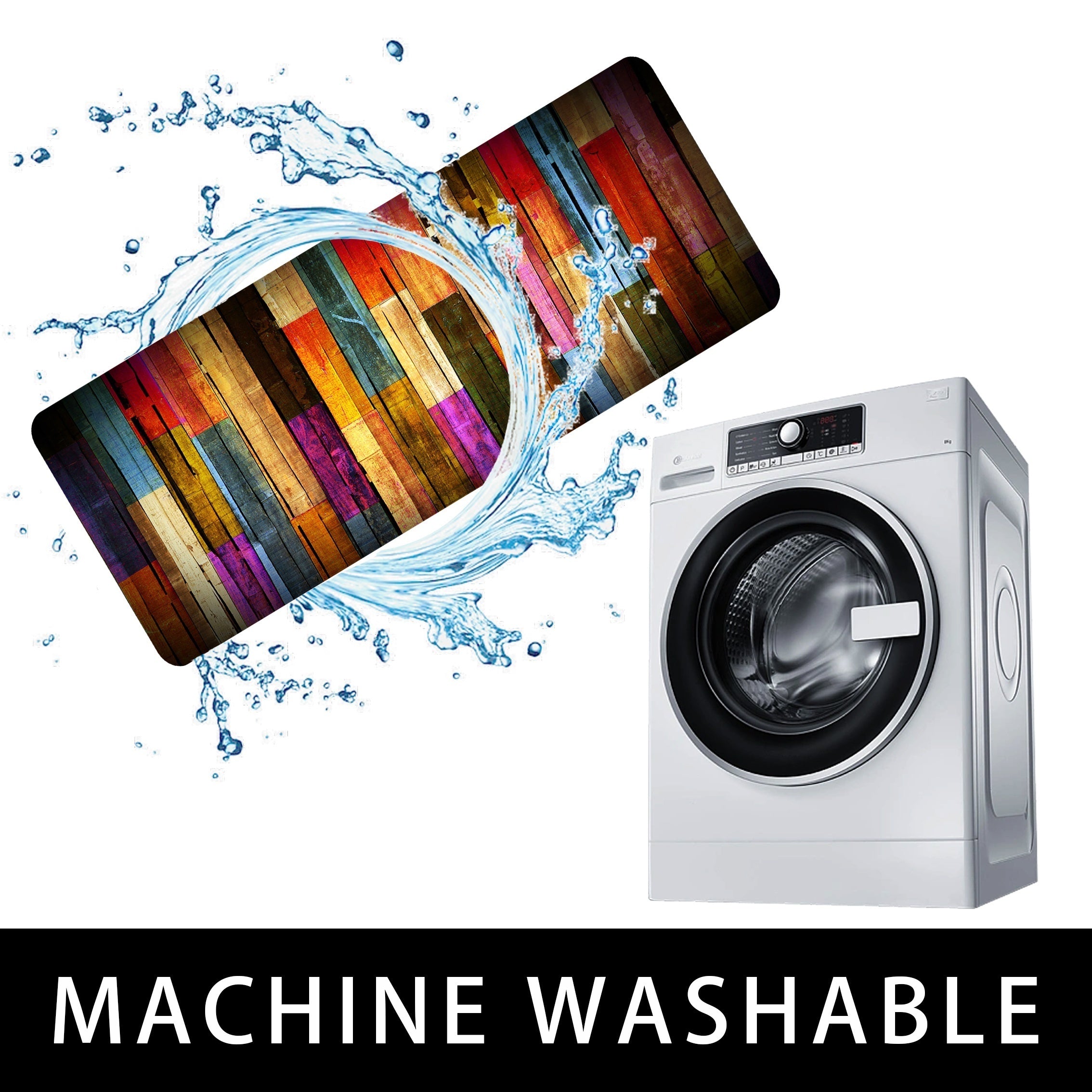 Colorful Geometric Floor Mat for Kitchen Home Decor Non-Slip Rug 24x36 Inches