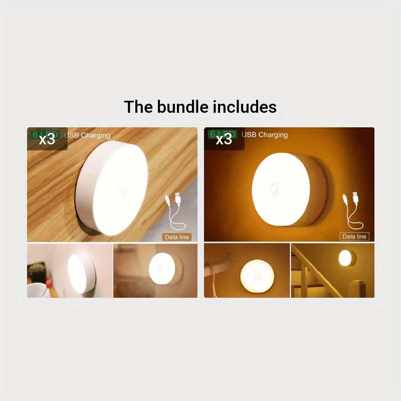 Wireless Motion Sensor Night Light with 6 LED Bulbs for Bedroom and Staircase