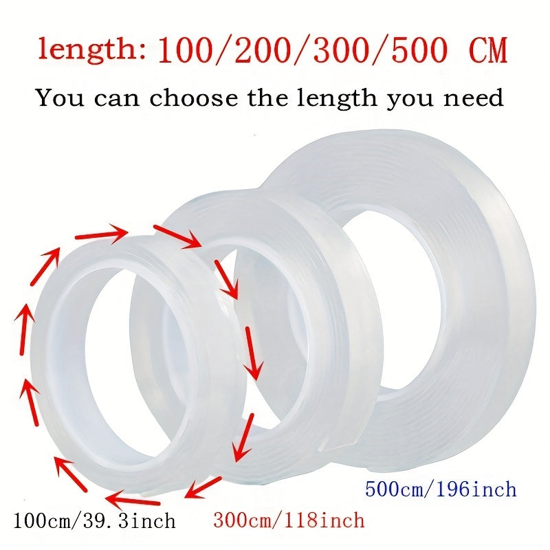 Transparent Nano Tape Washable Reusable Dual-Sided Adhesive for Home and Office