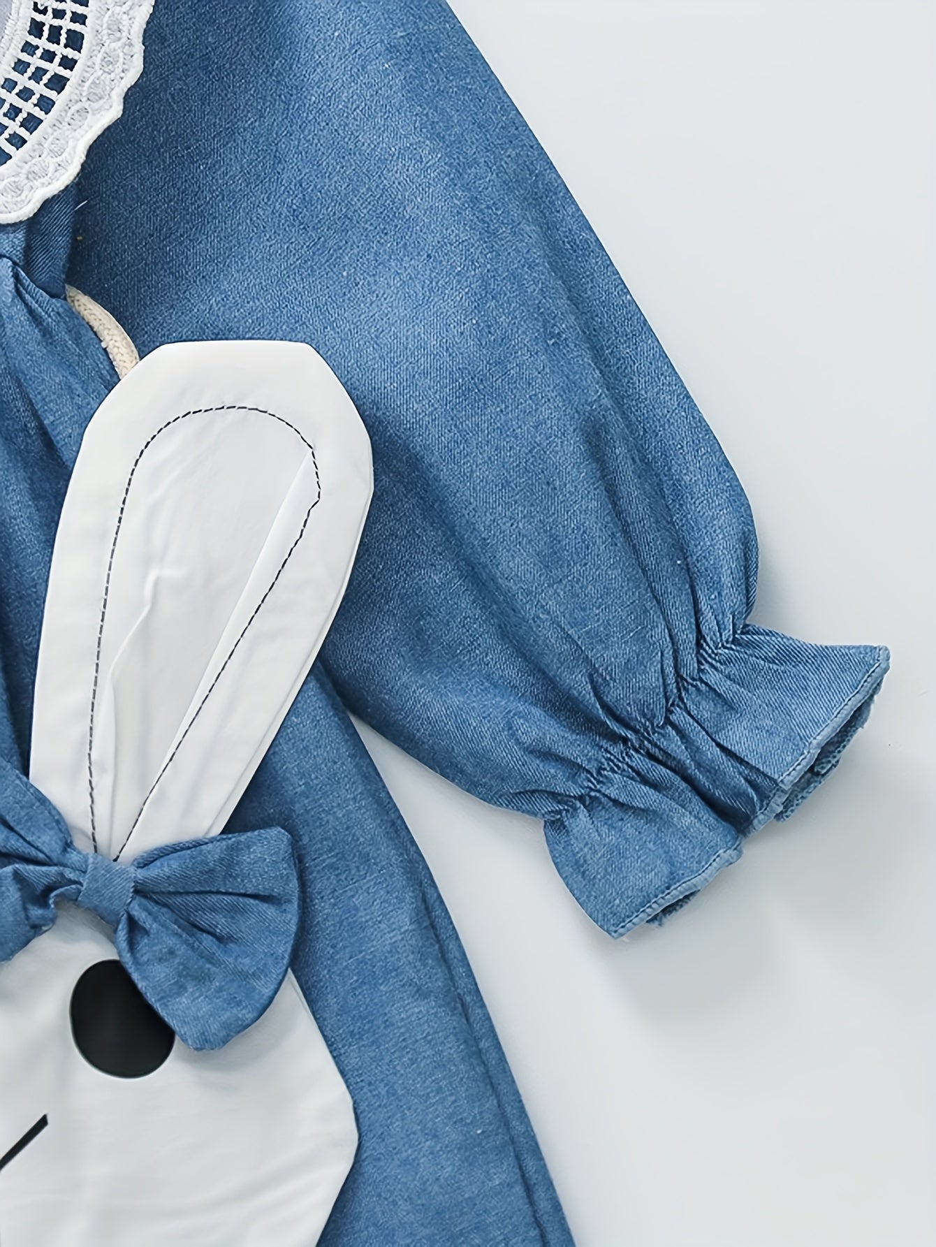 Girls' Cotton Dress with Bunny Accessory Long Sleeve Princess Style for Spring Fall