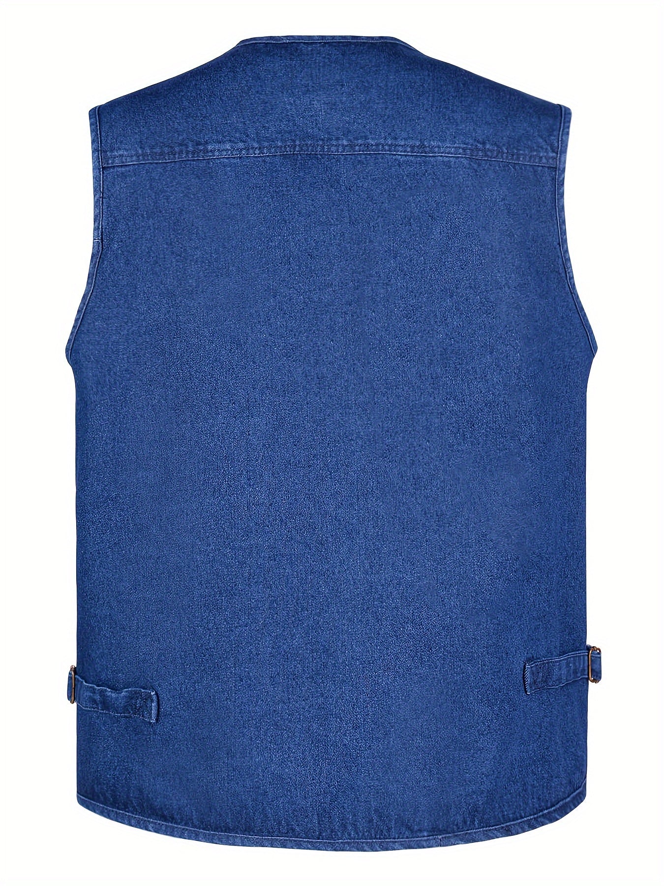 Plus Size Men's Cotton Utility Vest with Multiple Pockets for Outdoor Activities