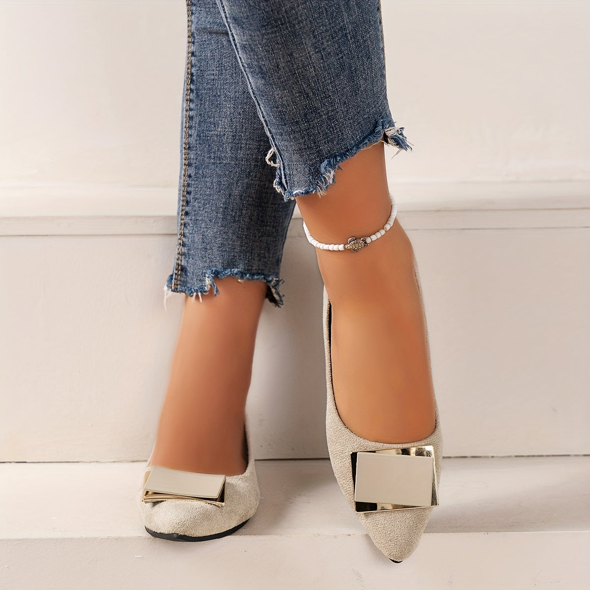 Women's Black Pointed Flat Work Shoes Spring Autumn Versatile Comfortable