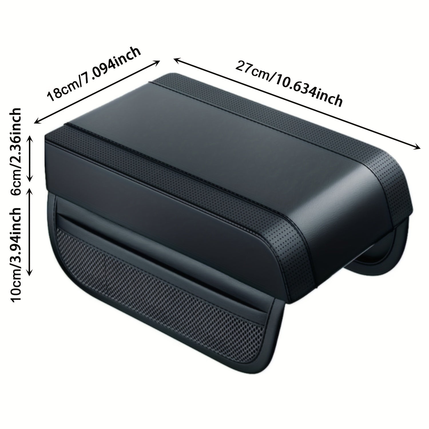 Universal Car Armrest Cushion with Memory Foam Black Ergonomic Support
