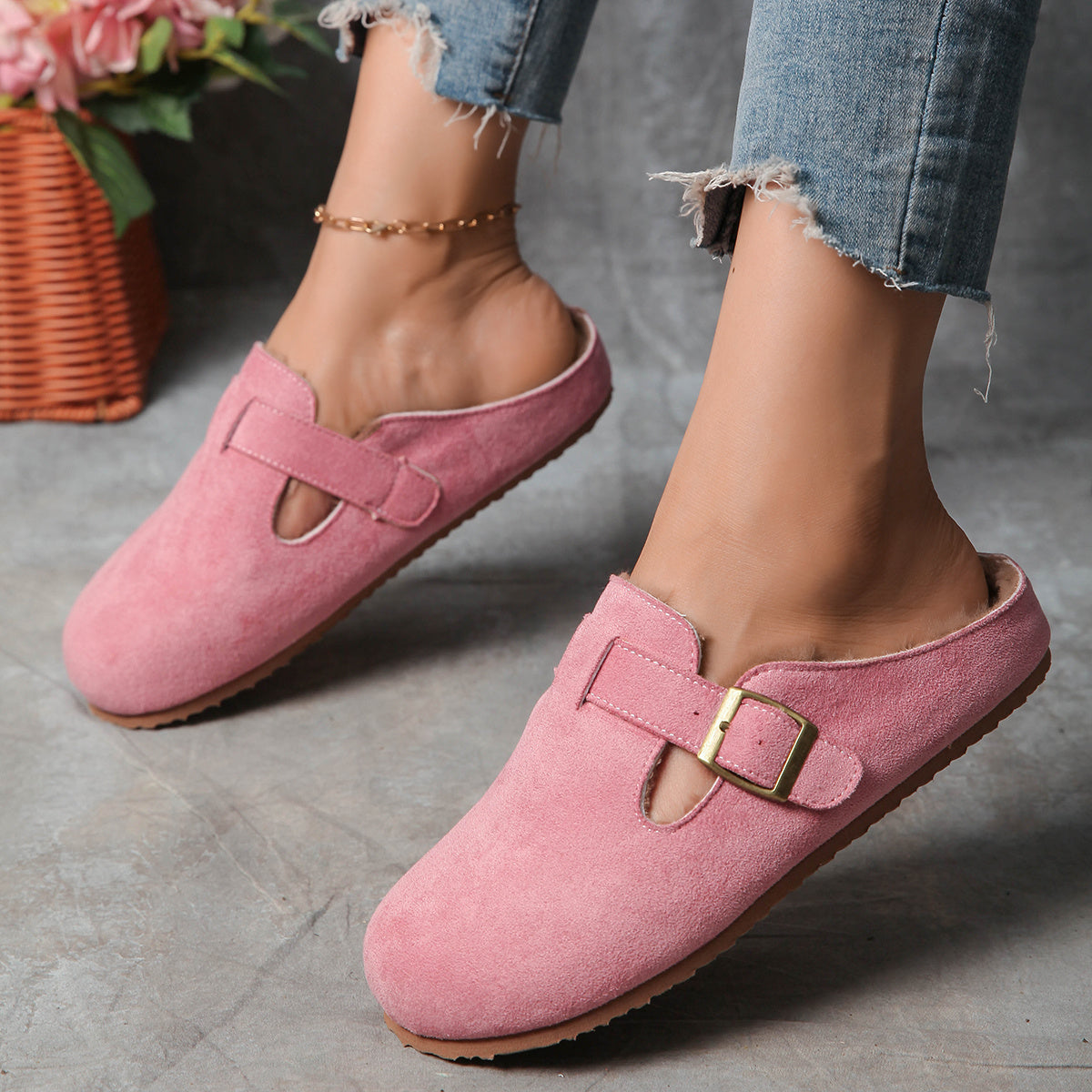 Women's Slip-On Shoes Fabric Wide Cushion Sole Beige Pink Caramel