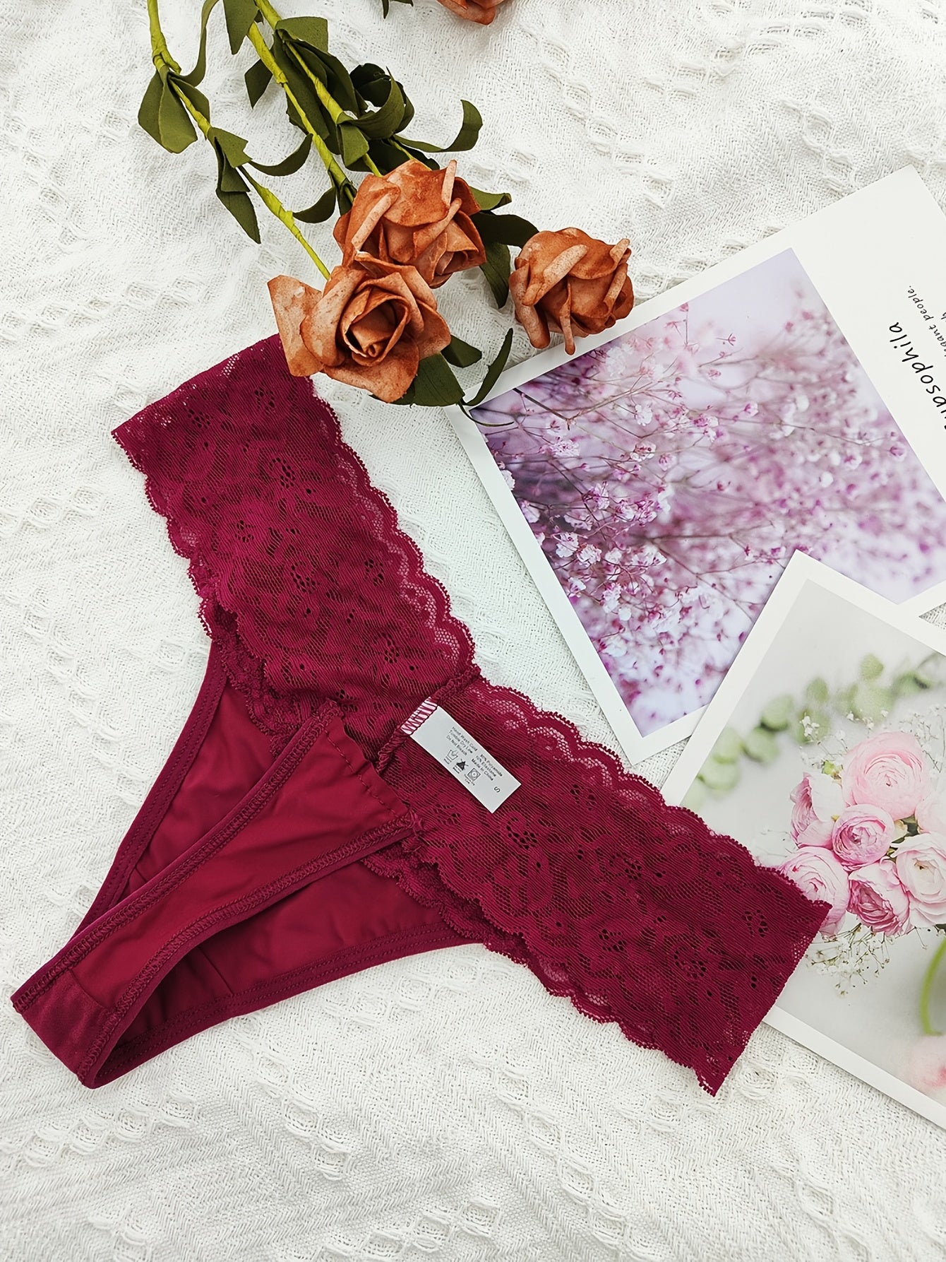 6 ta ayollar uchun dantelli thonglar, yumshoq va qulay, cho'ziluvchan ichki kiyimlar.