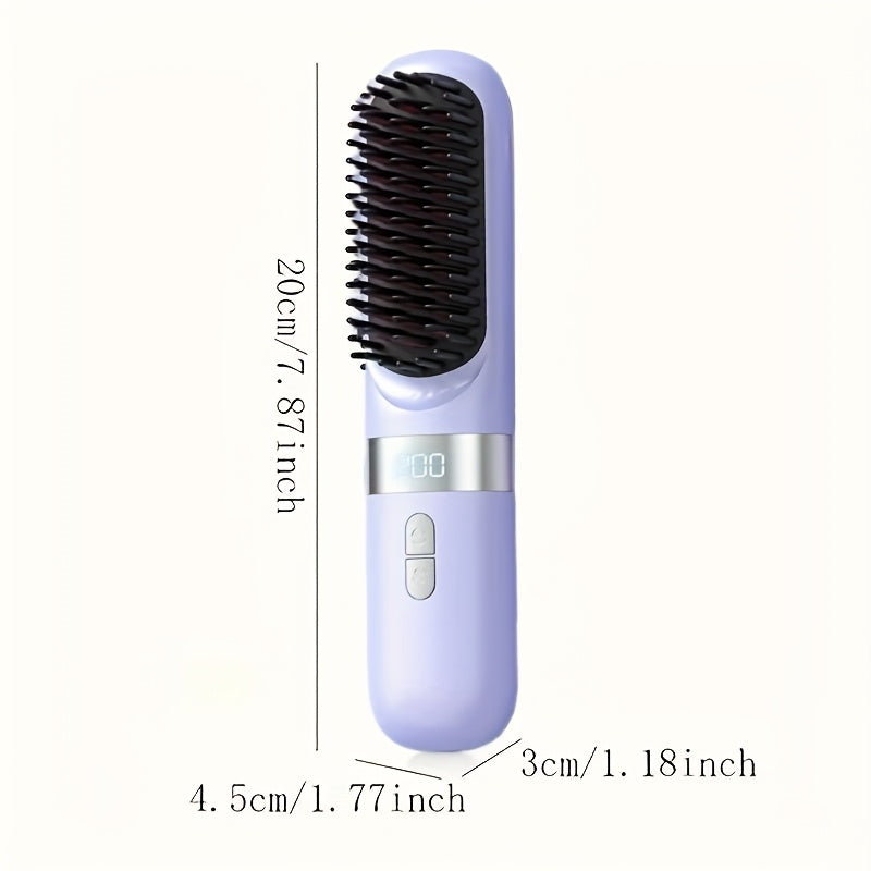 Travel-size cordless hair straightener brush for women fast heating USB rechargeable