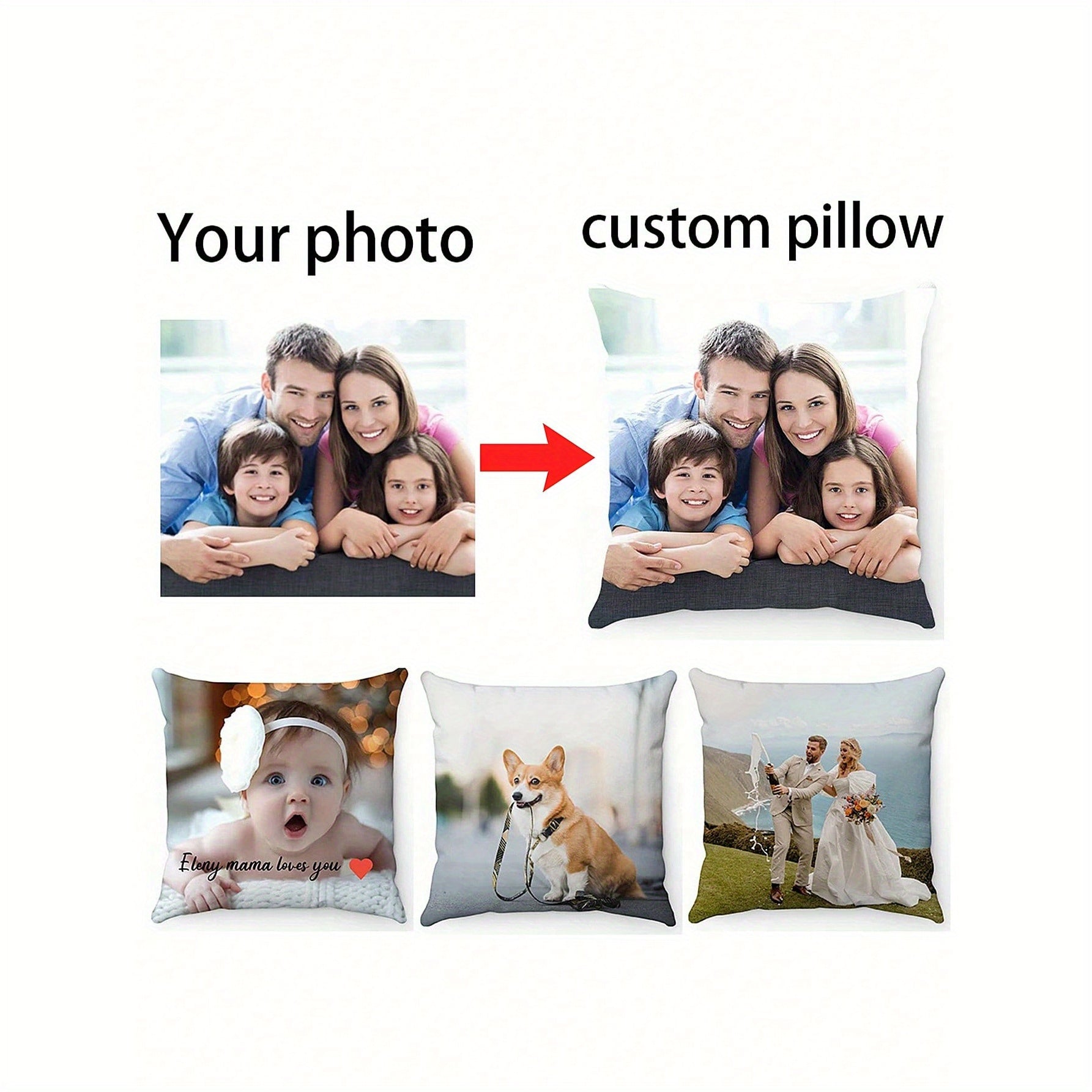 Custom Single-Sided Printed Pillowcase for Kids Pets and Events Soft Polyester