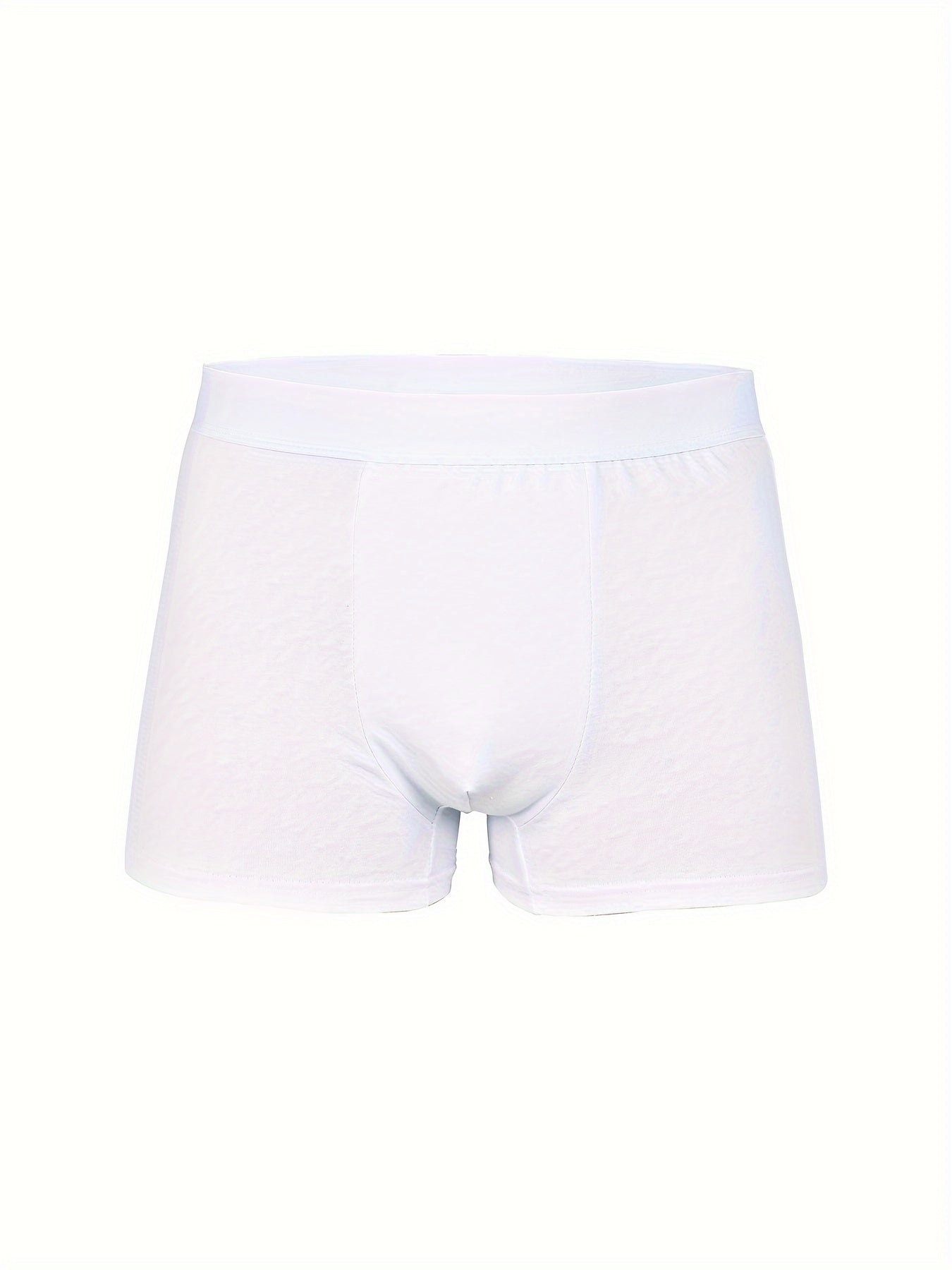 Men's White Boxer Shorts 5 Pack Polyester Blend Elastic Waist Breathable Durable