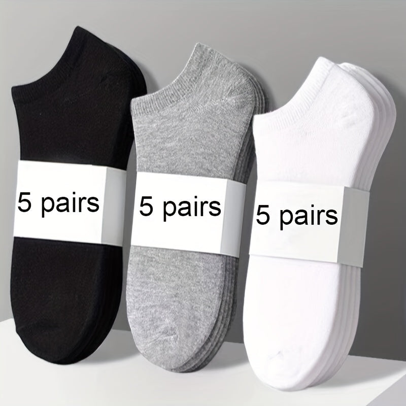 Unisex Low Cut Socks 15 Pairs Lightweight Cotton Blend Solid Color Men Women