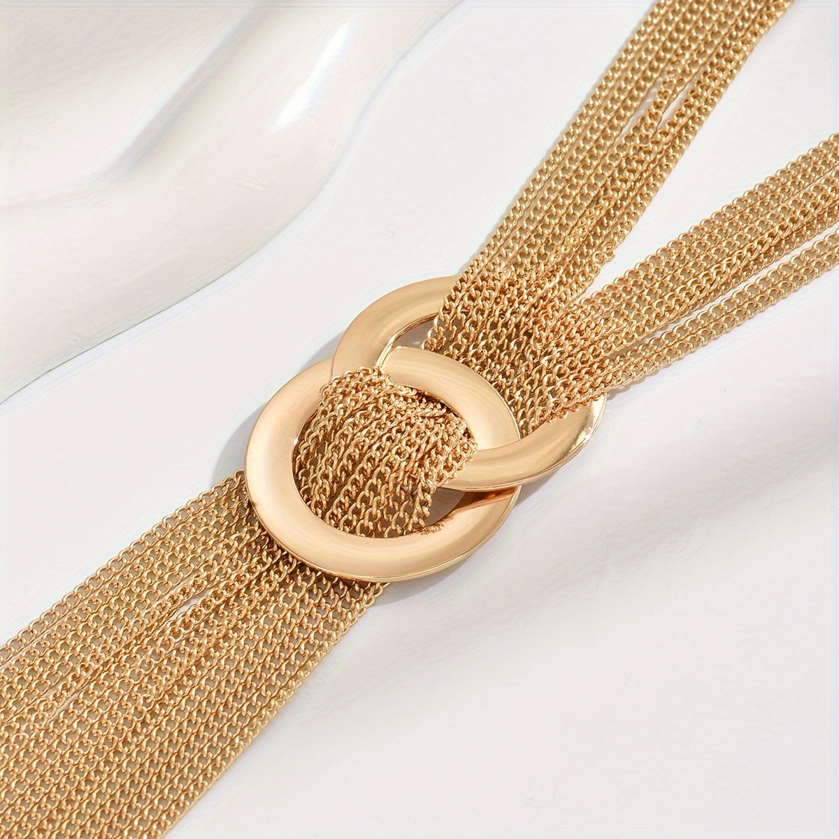 Collar de mujer de acero inoxidable con borla y brillo, ajustable, regalo para novia