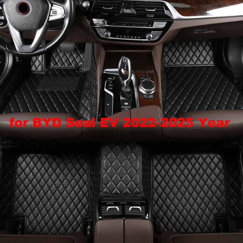 Full Coverage Car Floor Mats 3pcs PU Leather Diamond Pattern All-Weather