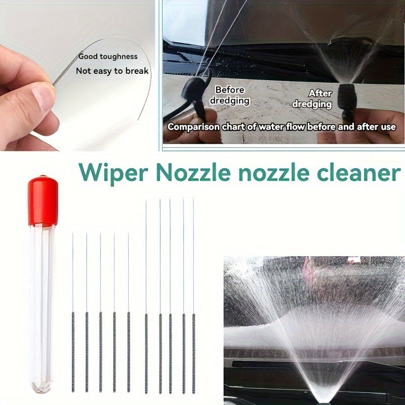 10Pcs Stainless Steel Wiper Nozzle Cleaning Kit for Car Glass, Printer Jets