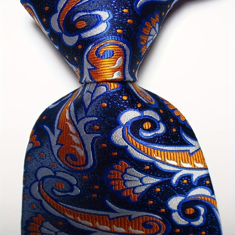Мужской галстук с пейсли золотой, синий, черный классический принт для деловой вечеринки, свадьбы