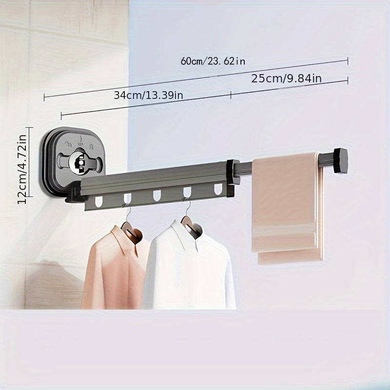 Expandable Metal Clothes Drying Rack with Suction Cups Foldable Wall-Mounted Laundry Hanger