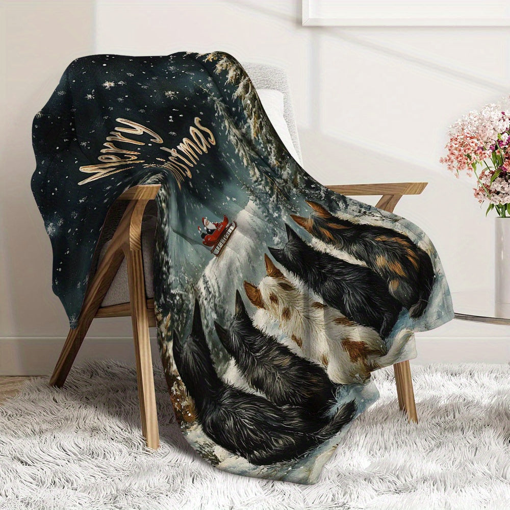 Dog Print Flannel Fleece Throw Blanket Soft Cozy All Seasons Machine Washable